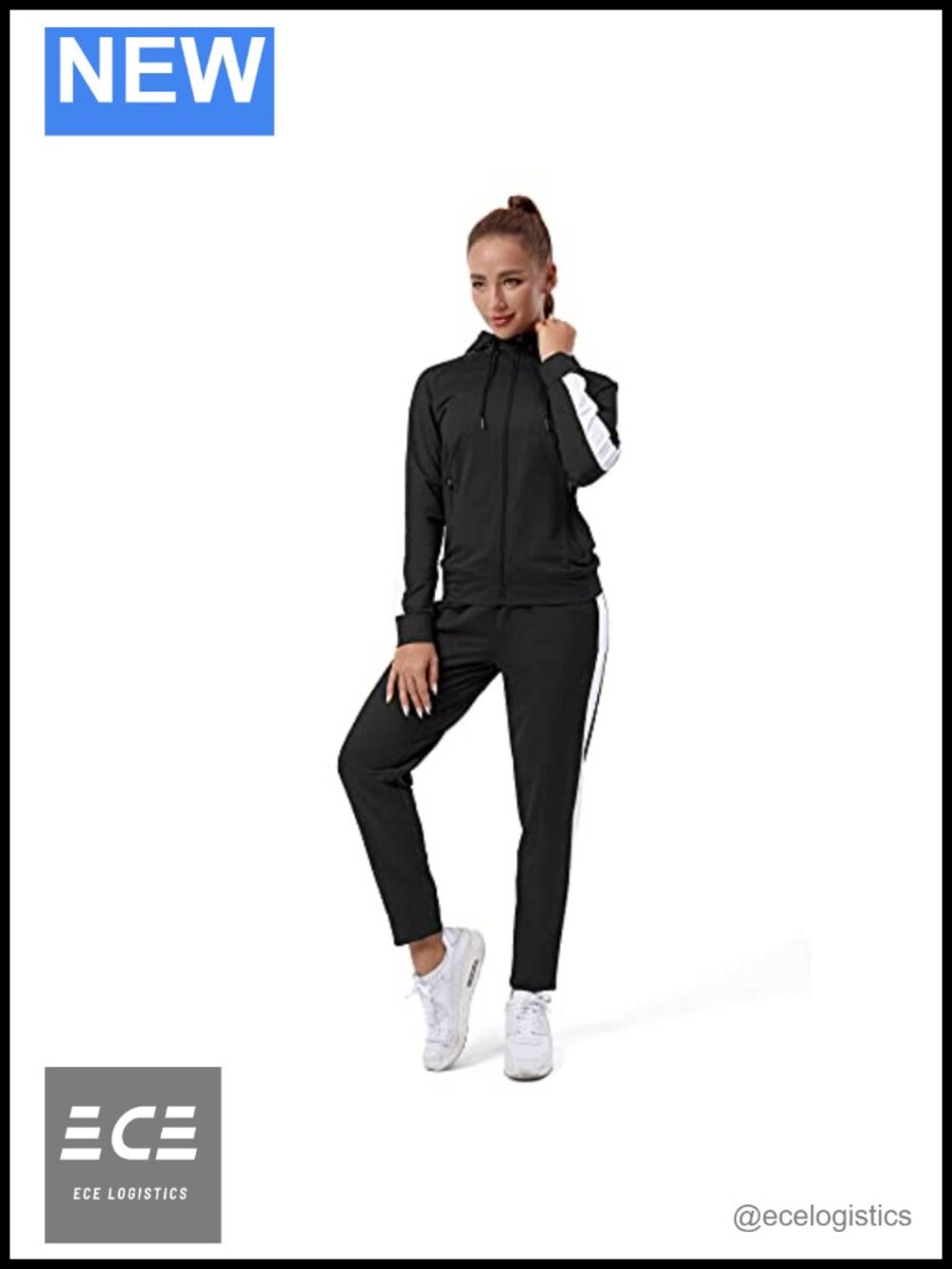 Womens 2 Piece Tracksuit Set Zip-Up Hoodie Joggers Slim Fit Gym Workout